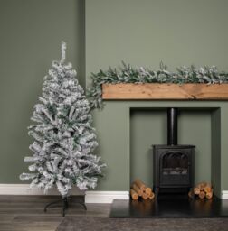 Samuel Alexander 5ft (1.5m) Snow Flocked Artificial Christmas Tree with Green Metal Stand & 285 Tips - thumbnail 3