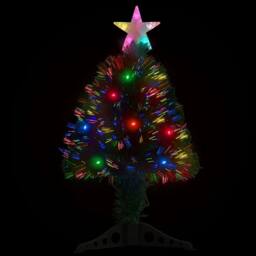 Berkfield Home Pre-lit Christmas Tree with Stand 64 cm Fibre Optic in Green - thumbnail 1