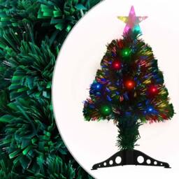 Berkfield Home Pre-lit Christmas Tree with Stand 64 cm Fibre Optic in Green - thumbnail 2