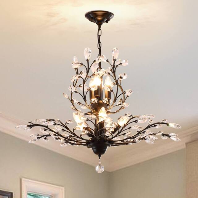 NIVOR 8 E14 Glass Crystal Chandeliers K9 Vintage Pendant Light Black - image 1