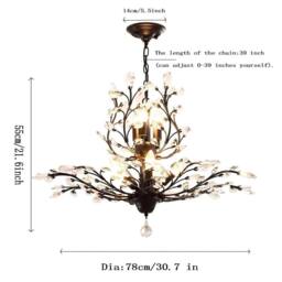 NIVOR 8 E14 Glass Crystal Chandeliers K9 Vintage Pendant Light Black - thumbnail 2