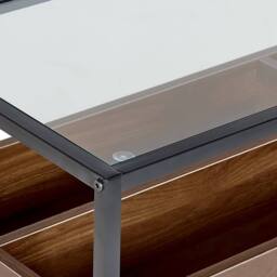 Wyld and Coco Console Dark Brown Glass Top 110 x 40 cm Metal Frame Storage - thumbnail 5