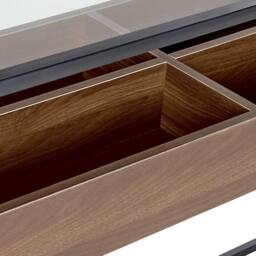Wyld and Coco Console Dark Brown Glass Top 110 x 40 cm Metal Frame Storage - thumbnail 6
