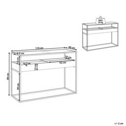 Wyld and Coco Console Dark Brown Glass Top 110 x 40 cm Metal Frame Storage - thumbnail 3