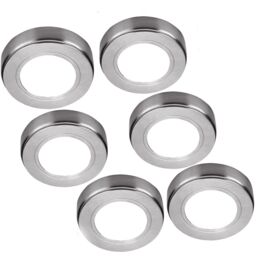 Loops 6x BRUSHED NICKEL Round Surface or Flush Under Cabinet Kitchen Light Kit - 240V Mains Powered - Natural White LED in Metallics - thumbnail 5