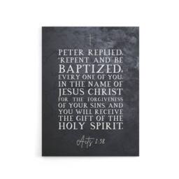 "Artery8 Acts 2 38 Repent & Be Baptized Bible Quote Canvas Wall Art Print in Grey - Size: W18"" x H24""" - thumbnail 1