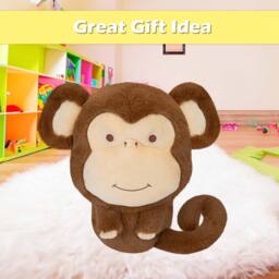 VFM e-Store Wall Decoration Plush Monkey Plush Gift Idea 51cm x 60cm Brown X 1 - Size: 51 cm x 60 cm - thumbnail 3