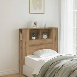 Berkfield Home Headboard Cabinet Artisan Oak 100x19x104.5 cm Engineered Wood in Brown - thumbnail 2