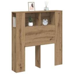 Berkfield Home Headboard Cabinet Artisan Oak 100x19x104.5 cm Engineered Wood in Brown - thumbnail 1