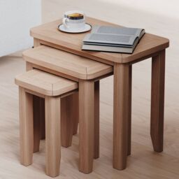 Rest Relax Windham Natual Oak Nest of 3 Tables in Light Oak - Size: Z - thumbnail 2
