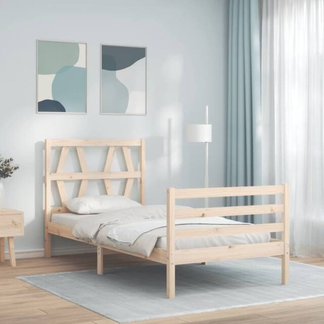 Berkfield Home Bed Frame with Headboard Single Solid Wood in Brown by ...