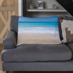 Benjamin Tate Design Nature landscape view of beautiful tropical beach & sea in sunny day Designer Blanket in Natural - Size: 120 cm x 150 cm - thumbnail 2