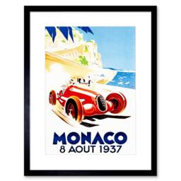 "Artery8 Ad Racing Car Monaco 1937 Grand Prix New 12x16"" Framed Wall Art Print - Size: W12"" x H16""" - thumbnail 1