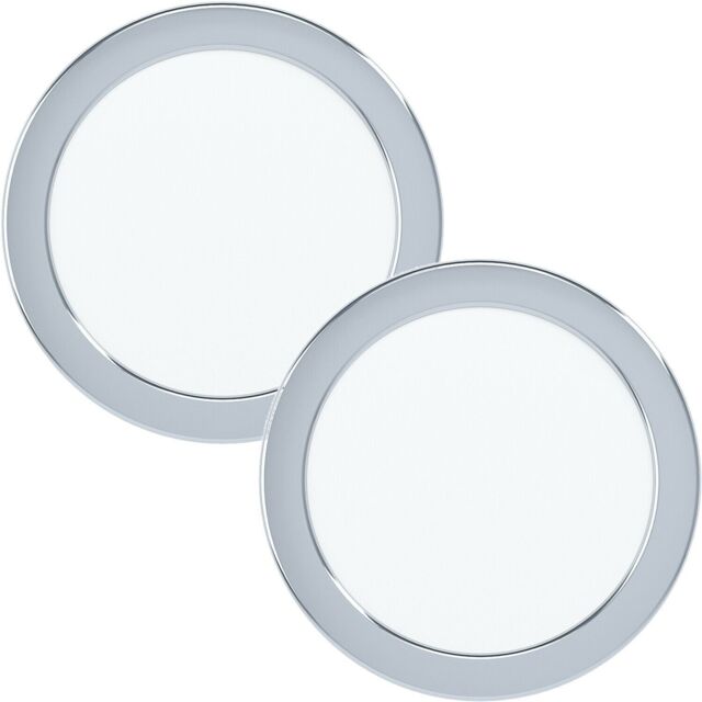 Loops 2 PACK Wall / Ceiling Flush Downlight Chrome Steel 10.5W LED 166mm Round in Metallics - image 1