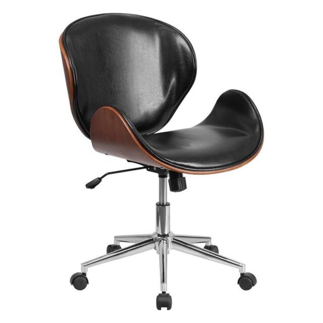 Havendro Black Leather Swivel Executive Office Chair Walnut Tilt Lock - image 1