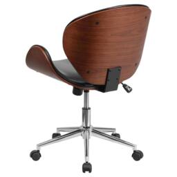 Havendro Black Leather Swivel Executive Office Chair Walnut Tilt Lock - thumbnail 5