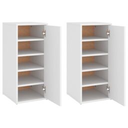 Berkfield Home Shoe Cabinets 2 pcs White 32x35x70 cm Engineered Wood - Size: 32 x 35 x 70 cm - thumbnail 2