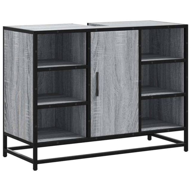 Berkfield Home Bathroom Sink Cabinet Grey Sonoma 80x33x60 cm Engineered Wood - Size: 80 x 33 x 60 cm - image 1