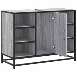 Berkfield Home Bathroom Sink Cabinet Grey Sonoma 80x33x60 cm Engineered Wood - Size: 80 x 33 x 60 cm - thumbnail 6
