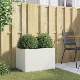 Berkfield Home Planter White 62x40x39 cm Steel - Size: 62 x 40 x 39 cm - thumbnail 1
