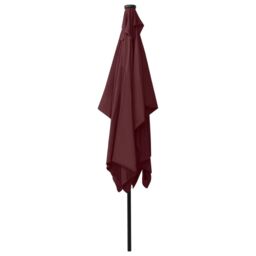 Berkfield Home Parasol with LEDs & Steel Pole Bordeaux Red 2x3 m - thumbnail 6