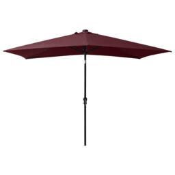 Berkfield Home Parasol with LEDs & Steel Pole Bordeaux Red 2x3 m - thumbnail 3