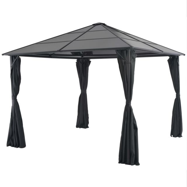 Berkfield Home Gazebo with Curtain Aluminium 3x3 m Black - image 1