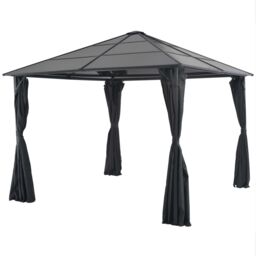 Berkfield Home Gazebo with Curtain Aluminium 3x3 m Black - thumbnail 1