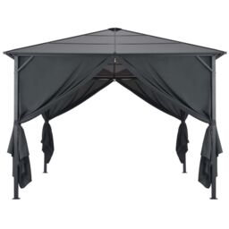Berkfield Home Gazebo with Curtain Aluminium 3x3 m Black - thumbnail 2