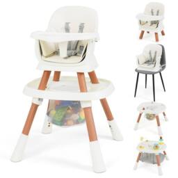 Gymax 16-in-1 Convertible High Chair Table & Chair Set With Removable Tray in White - thumbnail 1