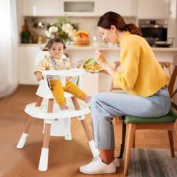 Gymax 16-in-1 Convertible High Chair Table & Chair Set With Removable Tray in White - thumbnail 2