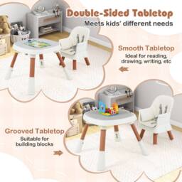 Gymax 16-in-1 Convertible High Chair Table & Chair Set With Removable Tray in White - thumbnail 7