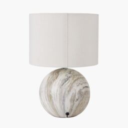 Ruma Natural Stone Effect Ceramic Table Lamp Grey Round Base - thumbnail 3