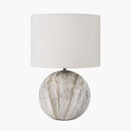 Ruma Natural Stone Effect Ceramic Table Lamp Grey Round Base - thumbnail 2