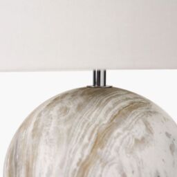 Ruma Natural Stone Effect Ceramic Table Lamp Grey Round Base - thumbnail 5