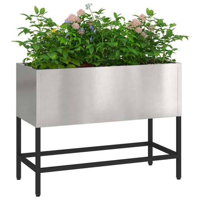 Berkfield Home Raised Garden Planter 60x26x45 cm Stainless Steel in Silver - Size: 60 x 26 x 45 cm - image 1