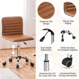 Kelvenix Home Office Chair PU Leather in Brown - Size: 0.6m2 - thumbnail 4