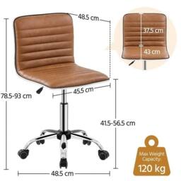 Kelvenix Home Office Chair PU Leather in Brown - Size: 0.6m2 - thumbnail 2