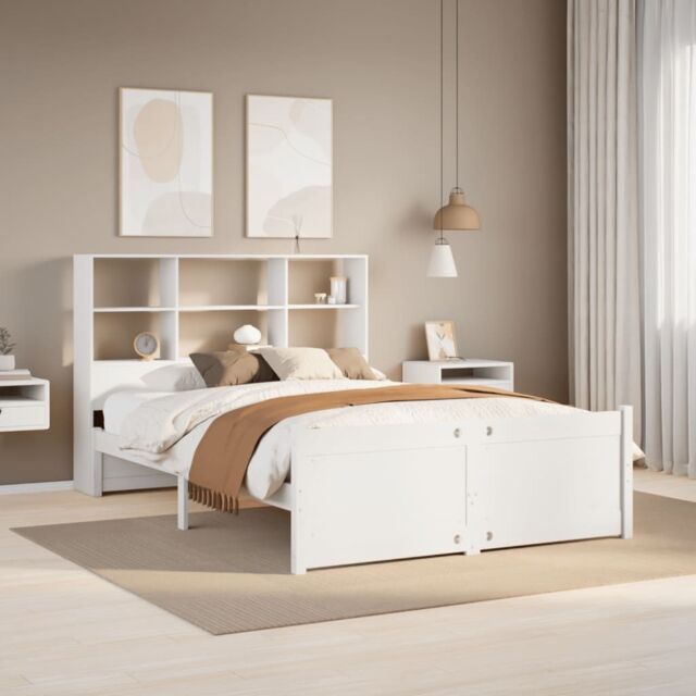 Berkfield Home Bookcase Bed without Mattress White 160x200cm Solid Wood Pine - Size: 160x200 cm - image 1