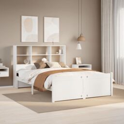 Berkfield Home Bookcase Bed without Mattress White 160x200cm Solid Wood Pine - Size: 160x200 cm - thumbnail 1