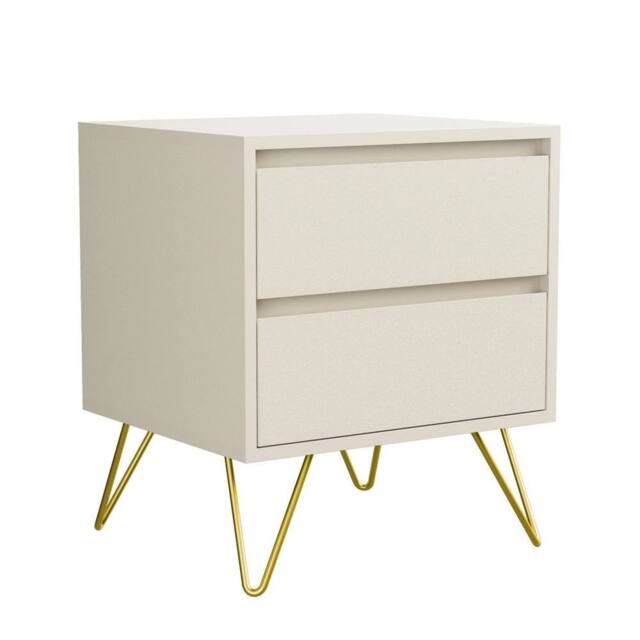FORGEVIO Cream Modern Bedside Table - Size: 0.6m2 - image 1