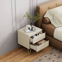 FORGEVIO Cream Modern Bedside Table - Size: 0.6m2 - thumbnail 6