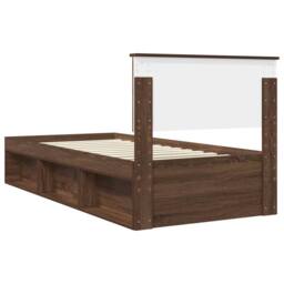 Berkfield Home Bed Frame with Headboard Brown Oak 90 x 190 cm Solid Pine Wood - thumbnail 9
