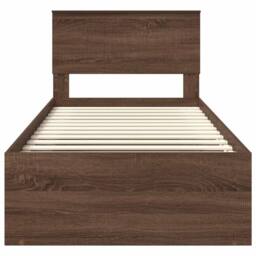 Berkfield Home Bed Frame with Headboard Brown Oak 90 x 190 cm Solid Pine Wood - thumbnail 7