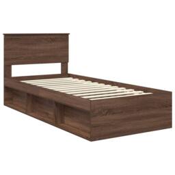 Berkfield Home Bed Frame with Headboard Brown Oak 90 x 190 cm Solid Pine Wood - thumbnail 4