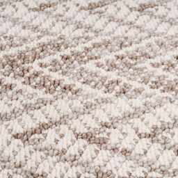 Kukoon Neutral Beige Brown Herringbone Scandi Boho Fringed Textured Rug - Size: 120 cm x 170 cm - thumbnail 5