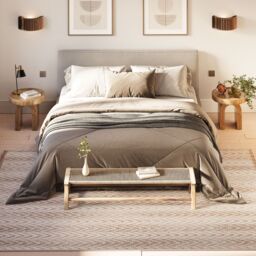 Kukoon Neutral Beige Brown Herringbone Scandi Boho Fringed Textured Rug - Size: 120 cm x 170 cm - thumbnail 2