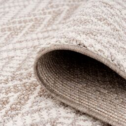 Kukoon Neutral Beige Brown Herringbone Scandi Boho Fringed Textured Rug - Size: 120 cm x 170 cm - thumbnail 6