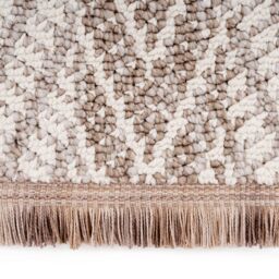 Kukoon Neutral Beige Brown Herringbone Scandi Boho Fringed Textured Rug - Size: 120 cm x 170 cm - thumbnail 4