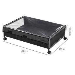 Levede Under Bed Storage Box with Lid, 48L Wheeled Storage, Metal Frame, Black - thumbnail 4
